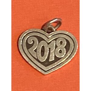James Avery Retired Sterling Silver 2018 Year In Heart Charm